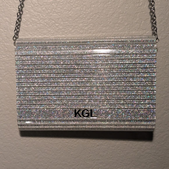 Kurt Geiger London Party Glitter Envelope Clutch in Silver - Picture 3 of 6